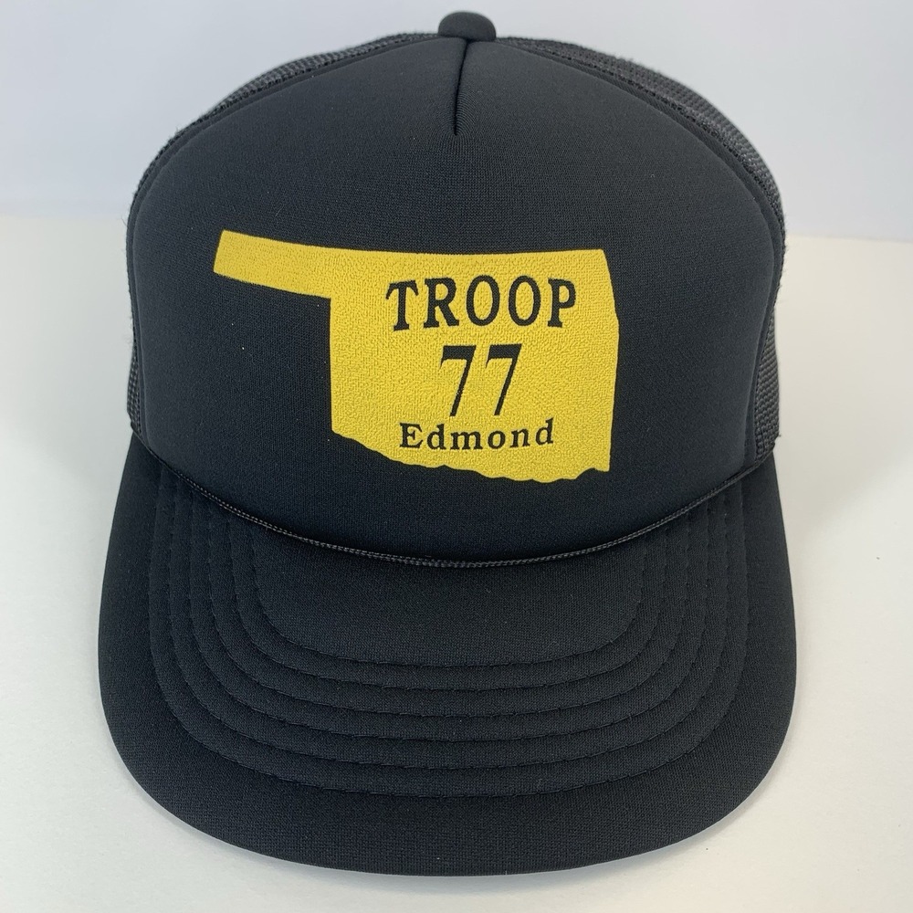 TROOP 77 Edmond Hat BSA Black Mesh Snapback OSFA YoungAn Trucker Cap Vintage